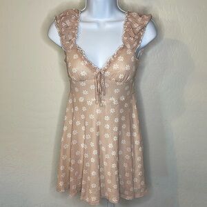 No.137 Urban Outfitters Tan Floral Dress - Size XS